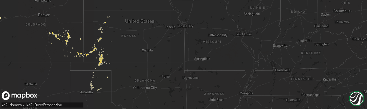 Hail map on August 24, 2012