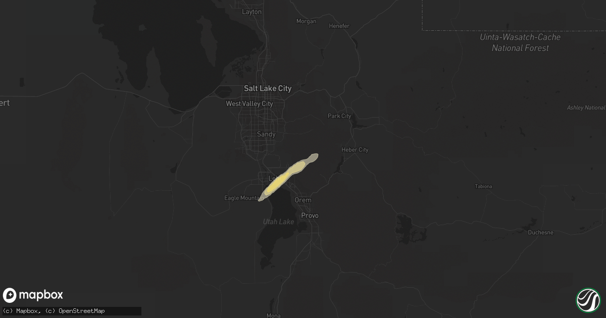 Hail map in American Fork, UT on August 24, 2014