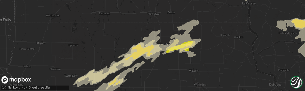 Hail map in Clear Lake, IA on August 24, 2014