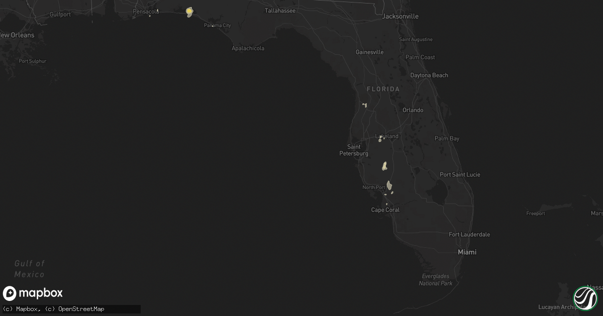 Hail map in Florida on August 24, 2014