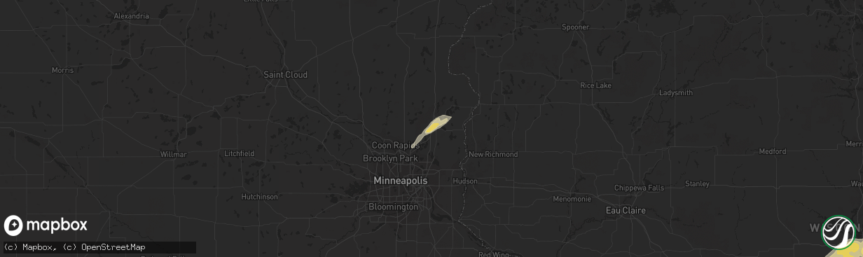 Hail map in Forest Lake, MN on August 24, 2014