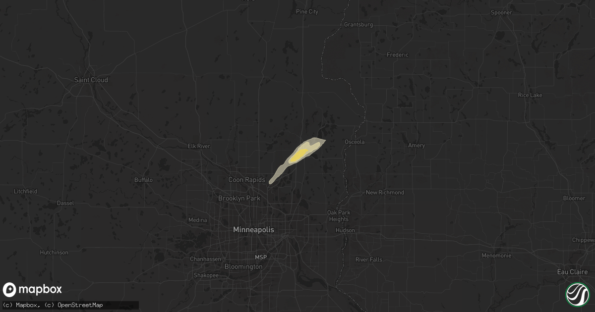 Hail map in Forest Lake, MN on August 24, 2014