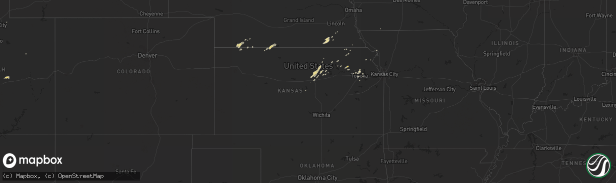 Hail map in Kansas on August 24, 2014