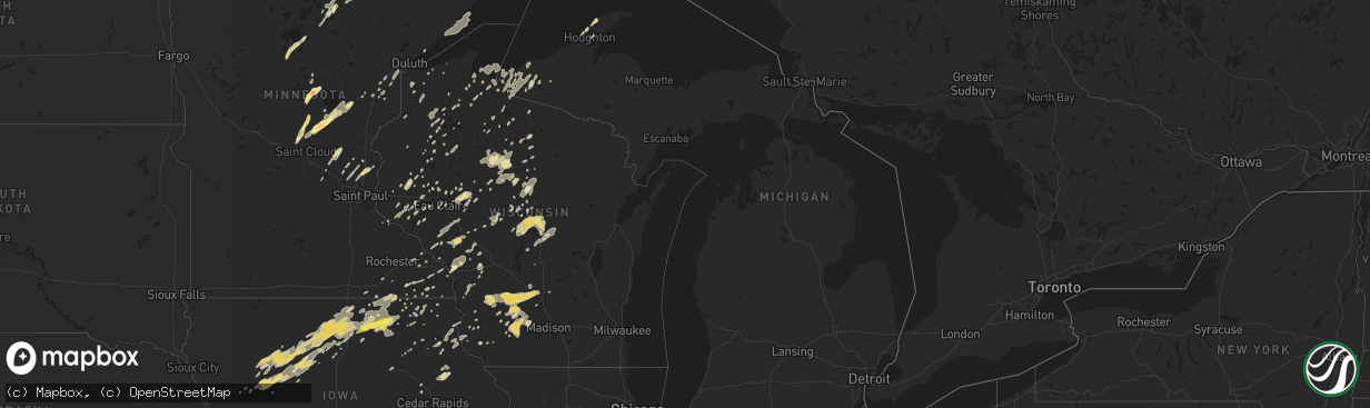 Hail map in Michigan on August 24, 2014