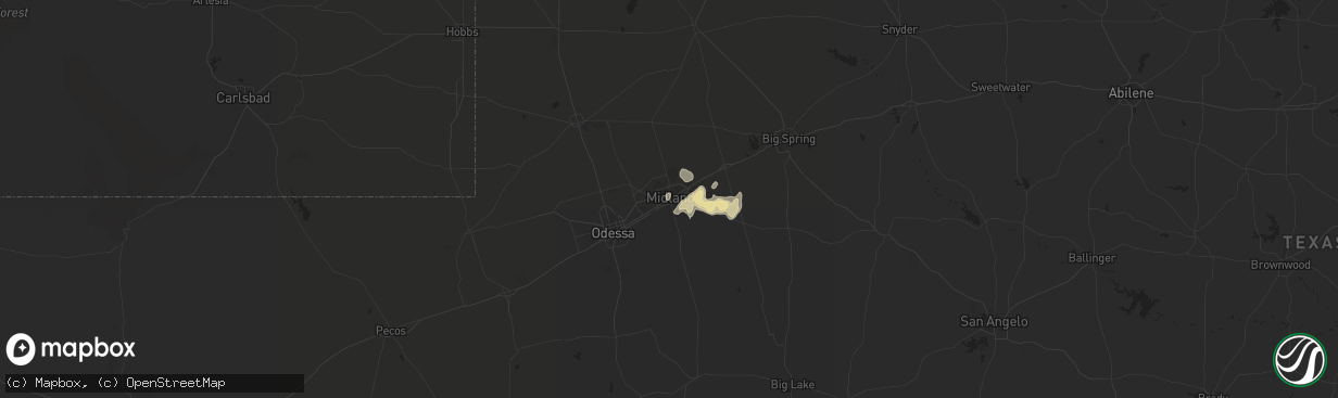 Hail map in Midland, TX on August 24, 2014