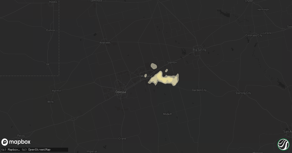 Hail map in Midland, TX on August 24, 2014