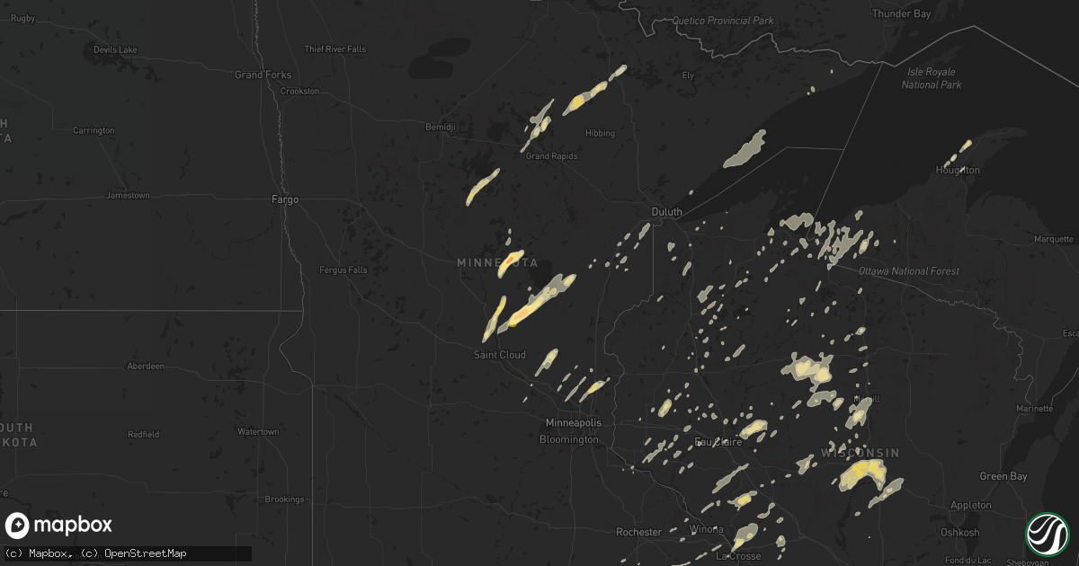 Hail map in Minnesota on August 24, 2014