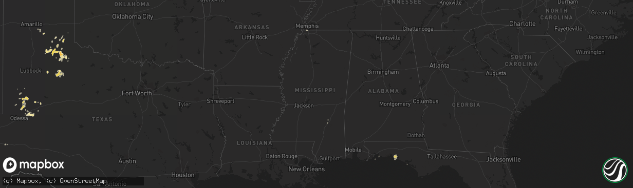 Hail map in Mississippi on August 24, 2014