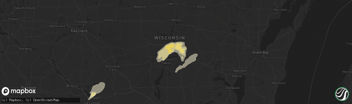 Hail map in Stevens Point, WI on August 24, 2014