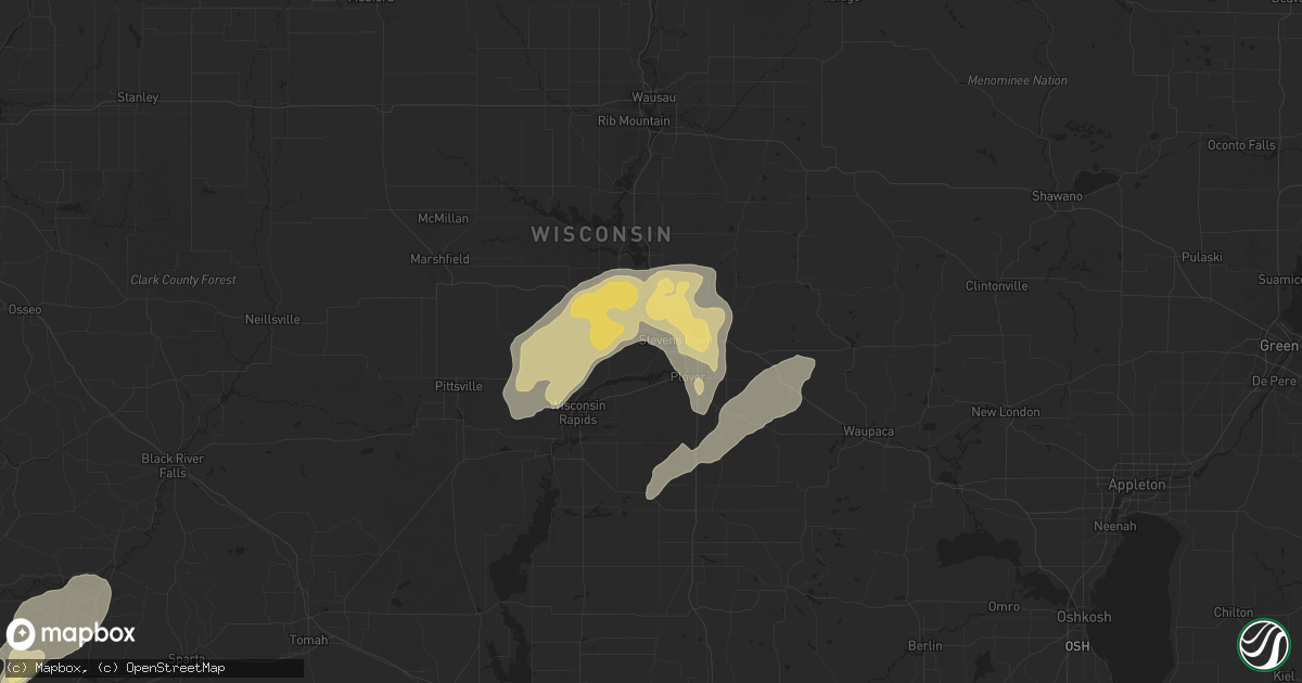 Hail map in Stevens Point, WI on August 24, 2014