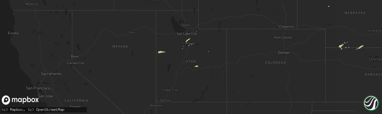 Hail map in Utah on August 24, 2014