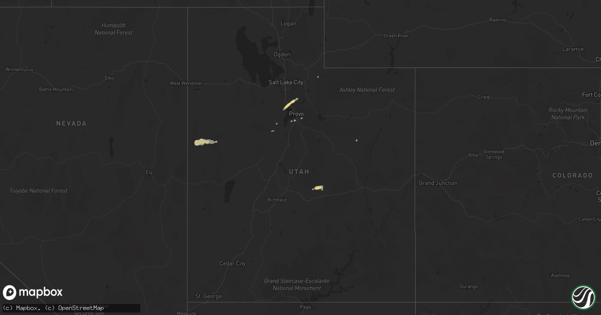 Hail map in Utah on August 24, 2014