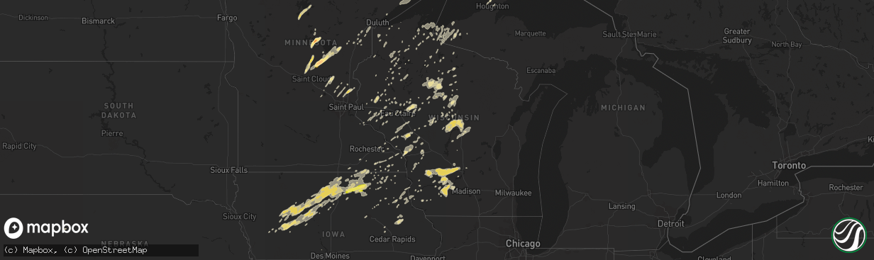 Hail map in Wisconsin on August 24, 2014