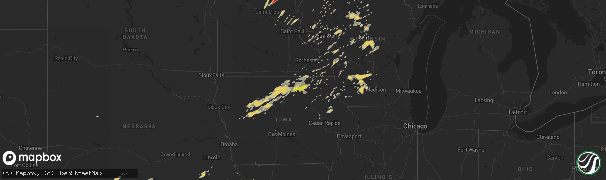 Hail map on August 24, 2014