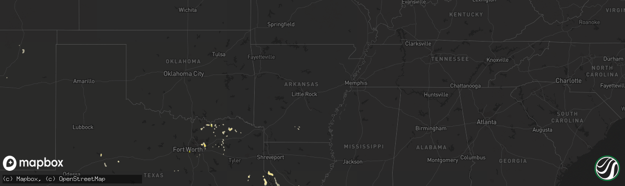 Hail map in Arkansas on August 24, 2015