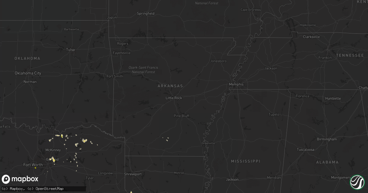 Hail map in Arkansas on August 24, 2015