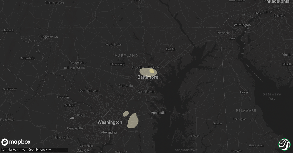 Hail map in Baltimore, MD on August 24, 2015