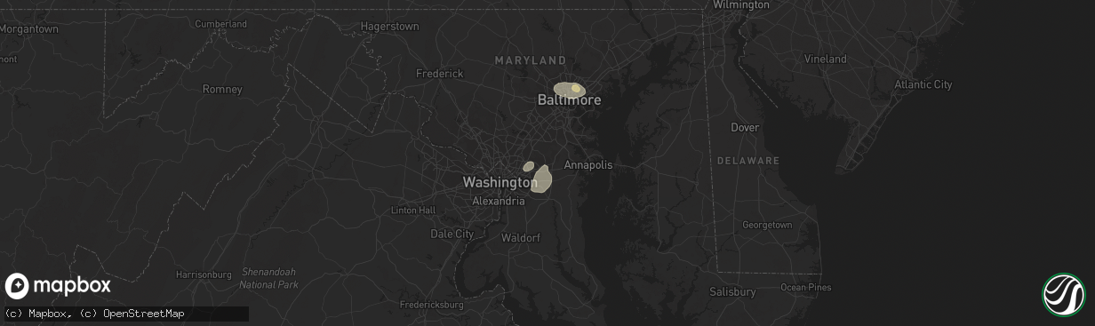 Hail map in Bowie, MD on August 24, 2015