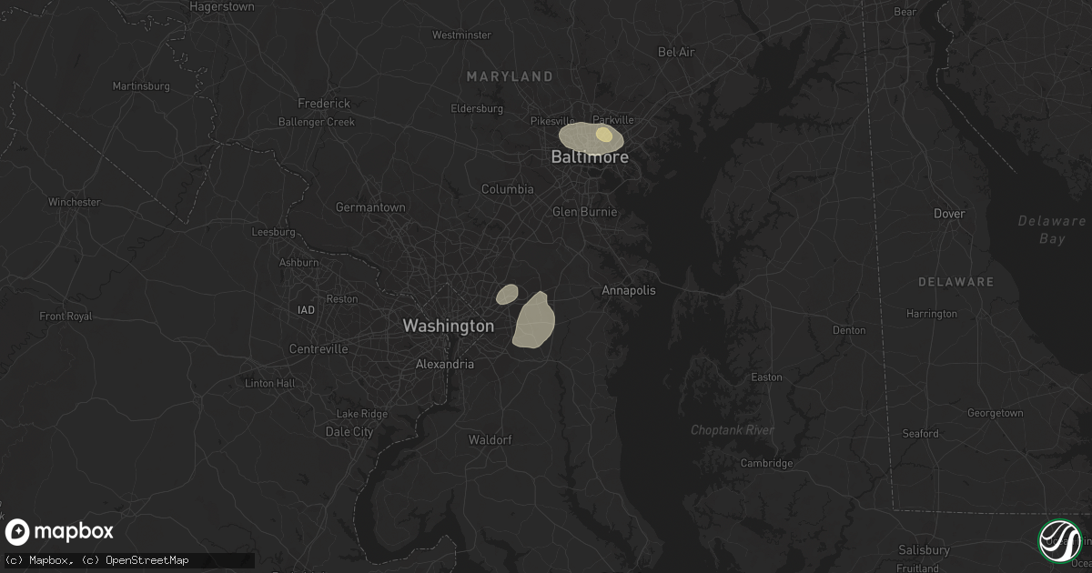 Hail map in Bowie, MD on August 24, 2015
