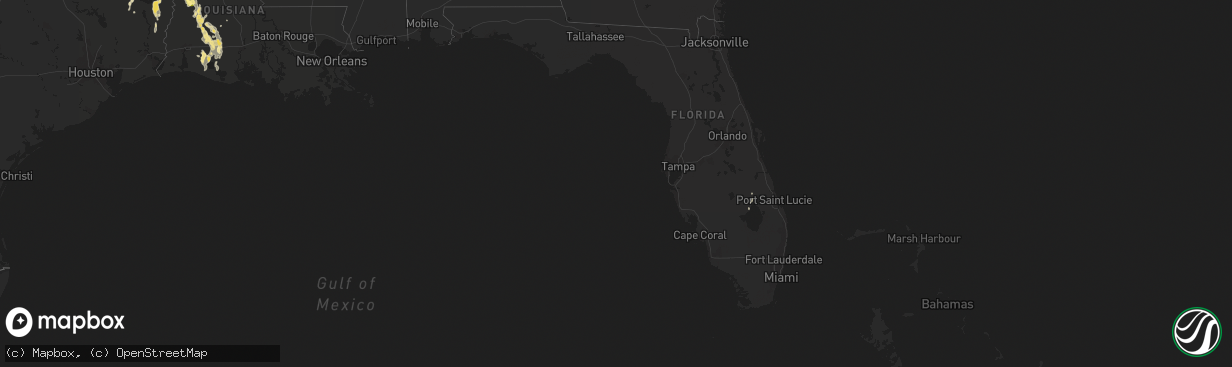 Hail map in Florida on August 24, 2015