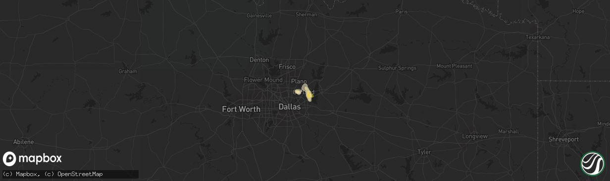 Hail map in Garland, TX on August 24, 2015