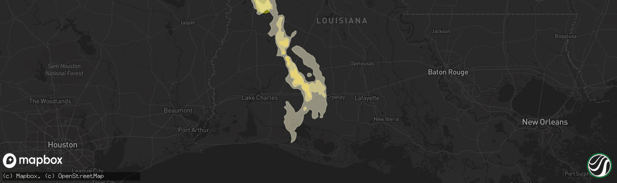 Hail map in Jennings, LA on August 24, 2015