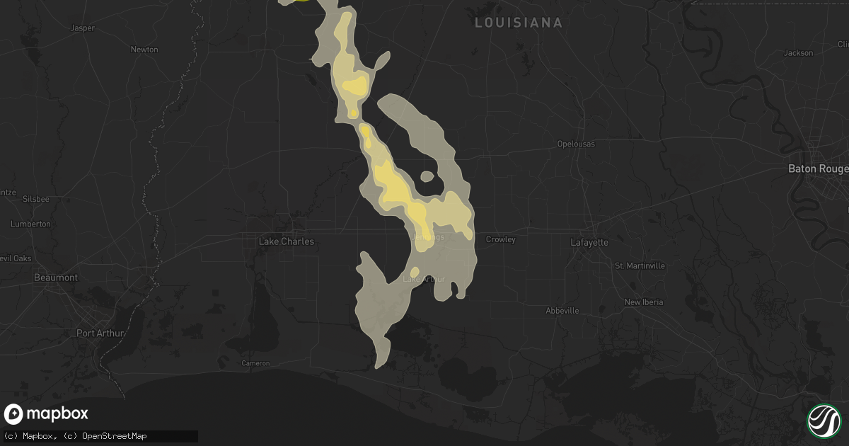 Hail map in Jennings, LA on August 24, 2015