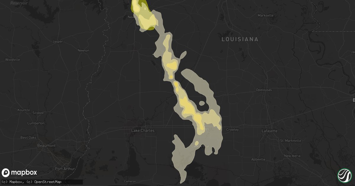 Hail map in Kinder, LA on August 24, 2015