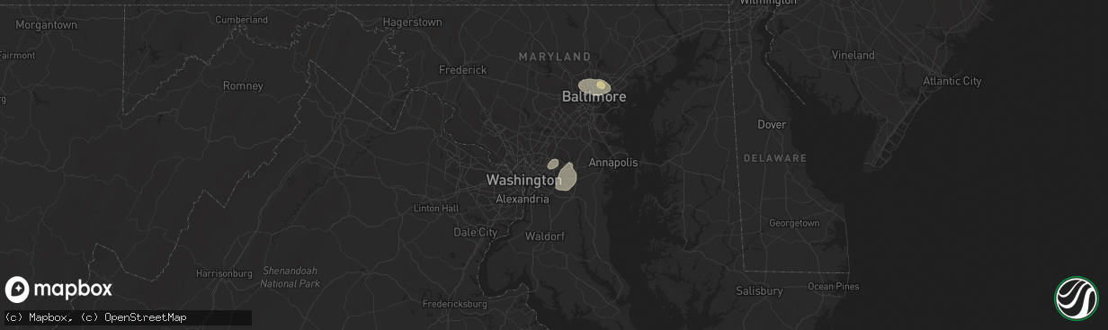 Hail map in Lanham, MD on August 24, 2015