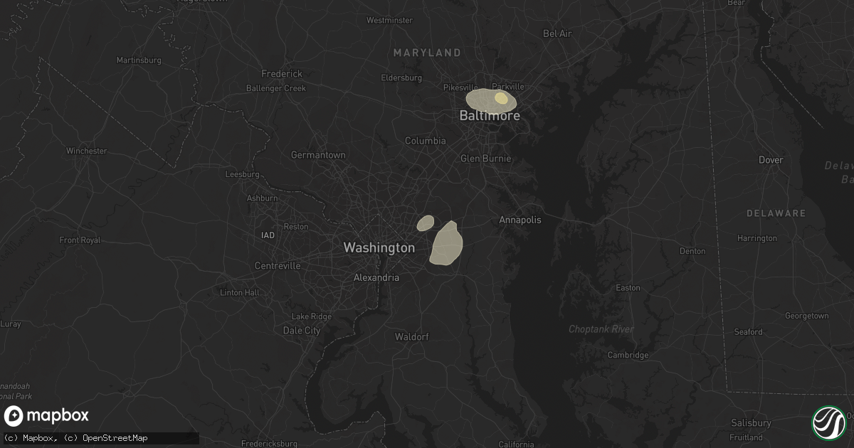 Hail map in Lanham, MD on August 24, 2015