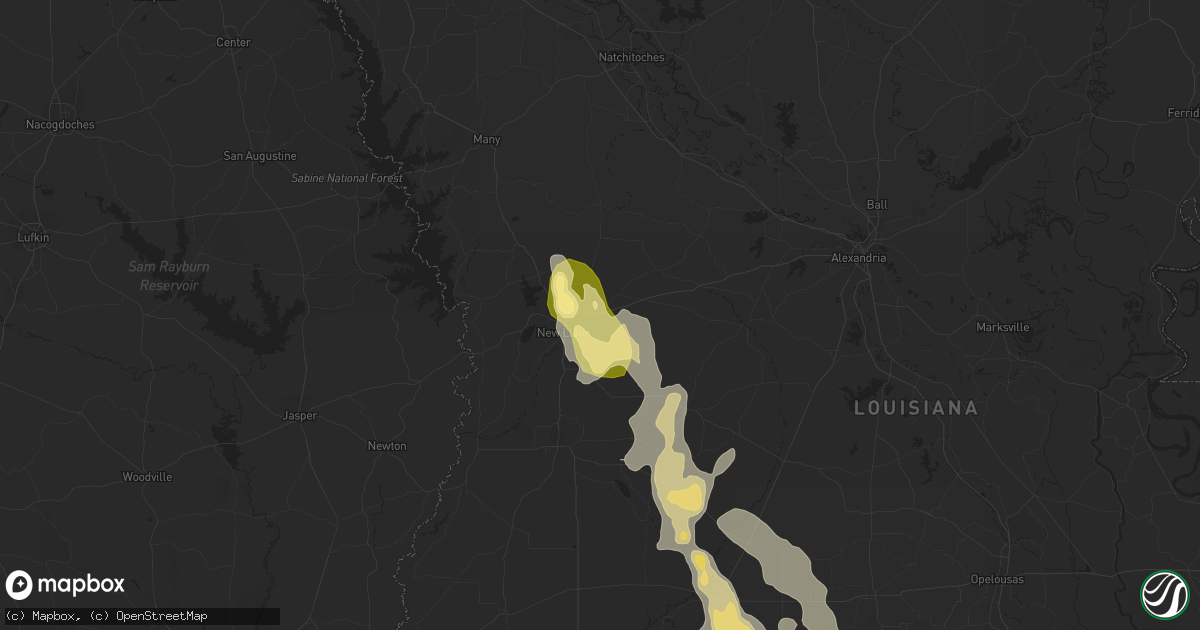 Hail map in Leesville, LA on August 24, 2015