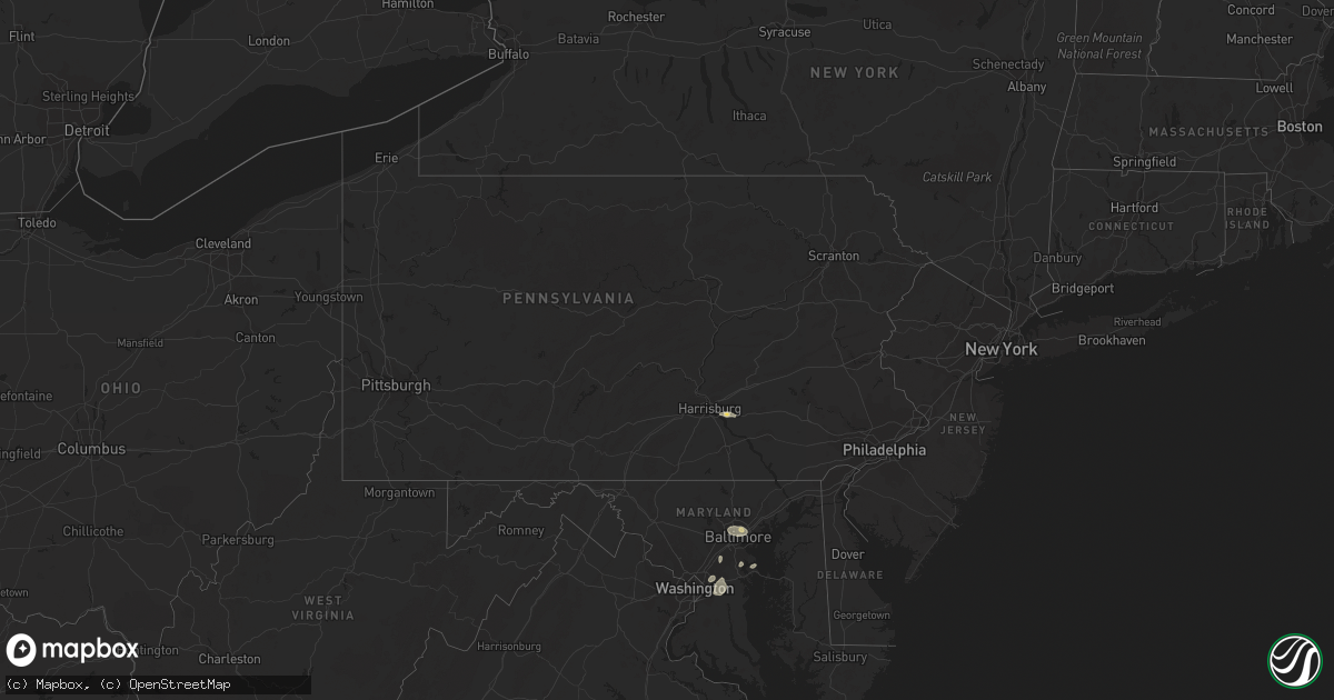 Hail map in Pennsylvania on August 24, 2015