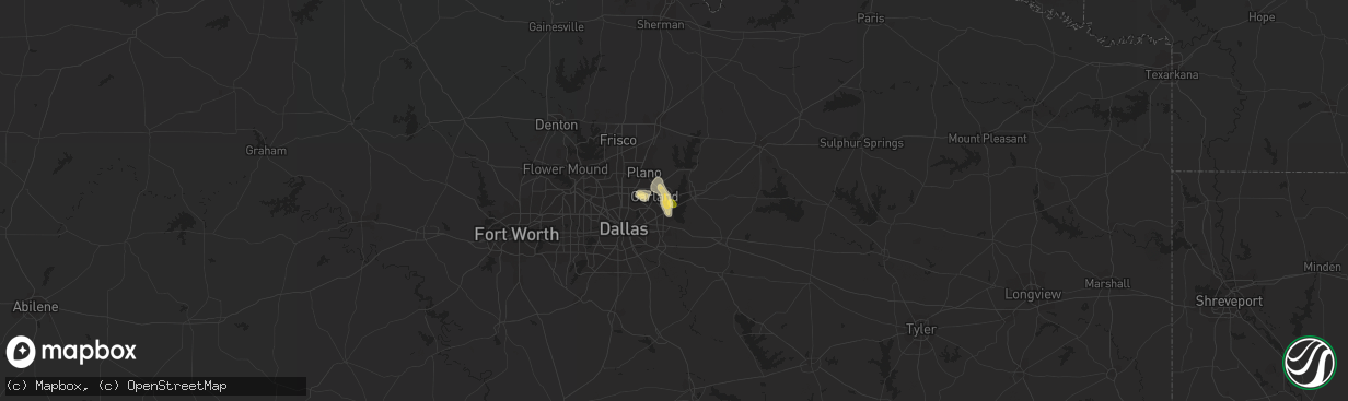 Hail map in Rowlett, TX on August 24, 2015