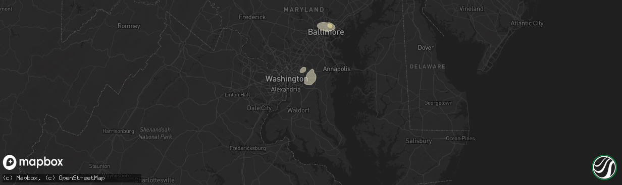 Hail map in Upper Marlboro, MD on August 24, 2015