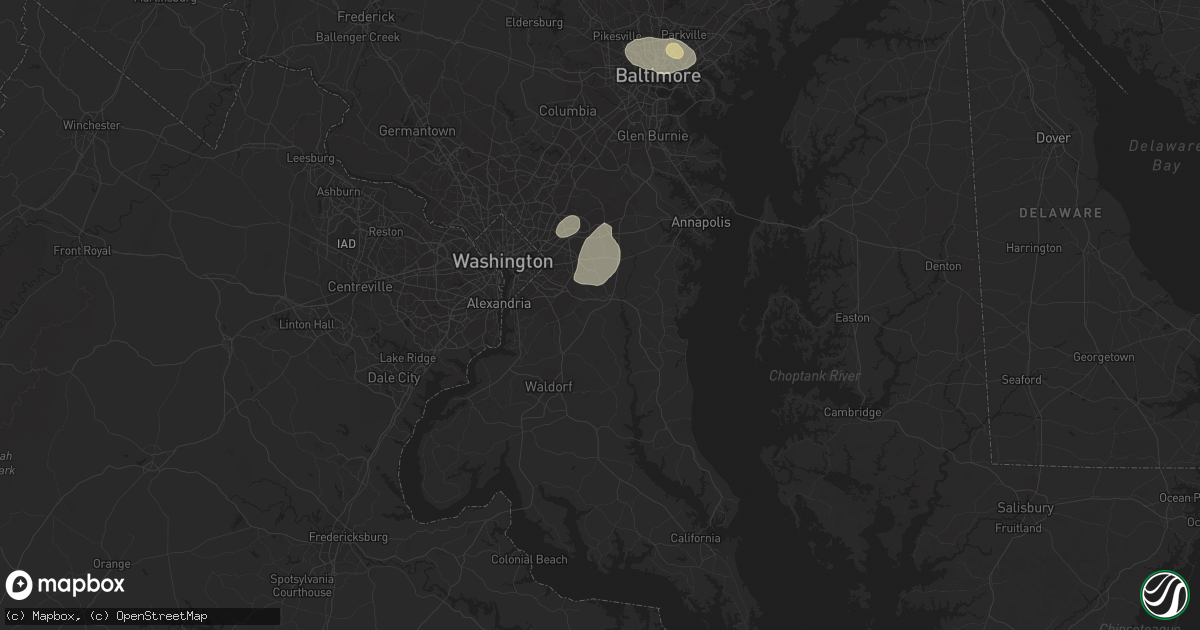 Hail map in Upper Marlboro, MD on August 24, 2015