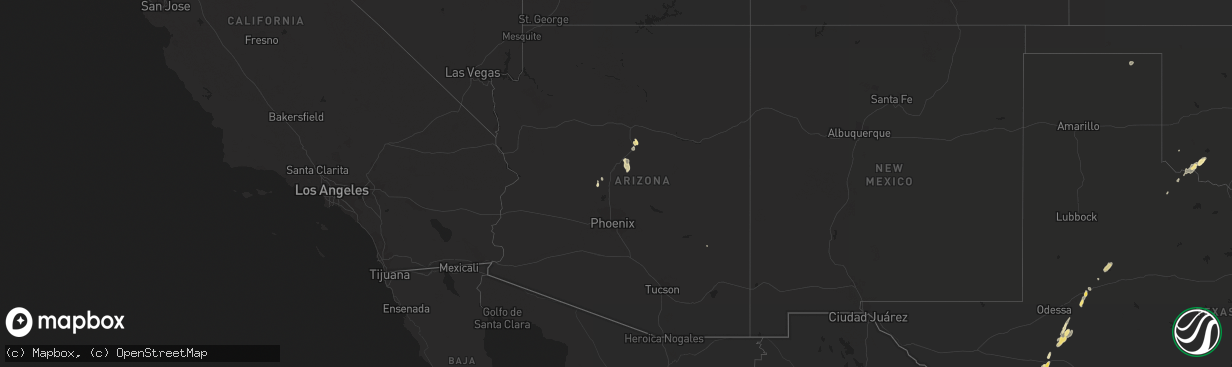 Hail map in Arizona on August 24, 2016