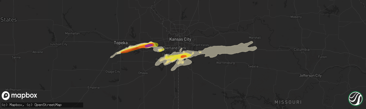 Hail map in Grandview, MO on August 24, 2016