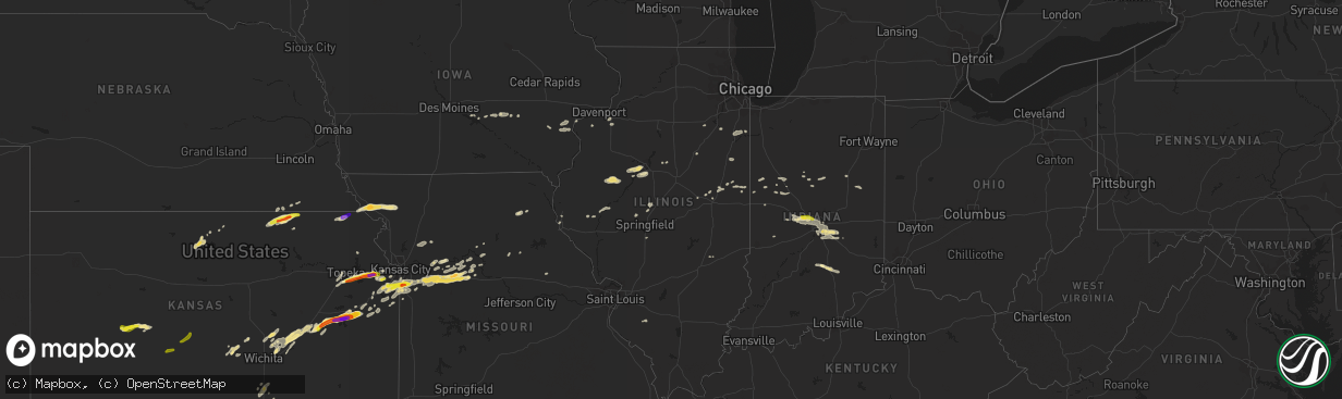 Hail map in Illinois on August 24, 2016