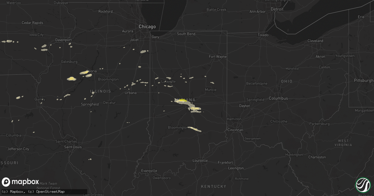 Hail map in Indiana on August 24, 2016