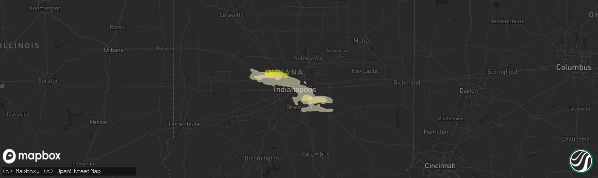 Hail map in Indianapolis, IN on August 24, 2016