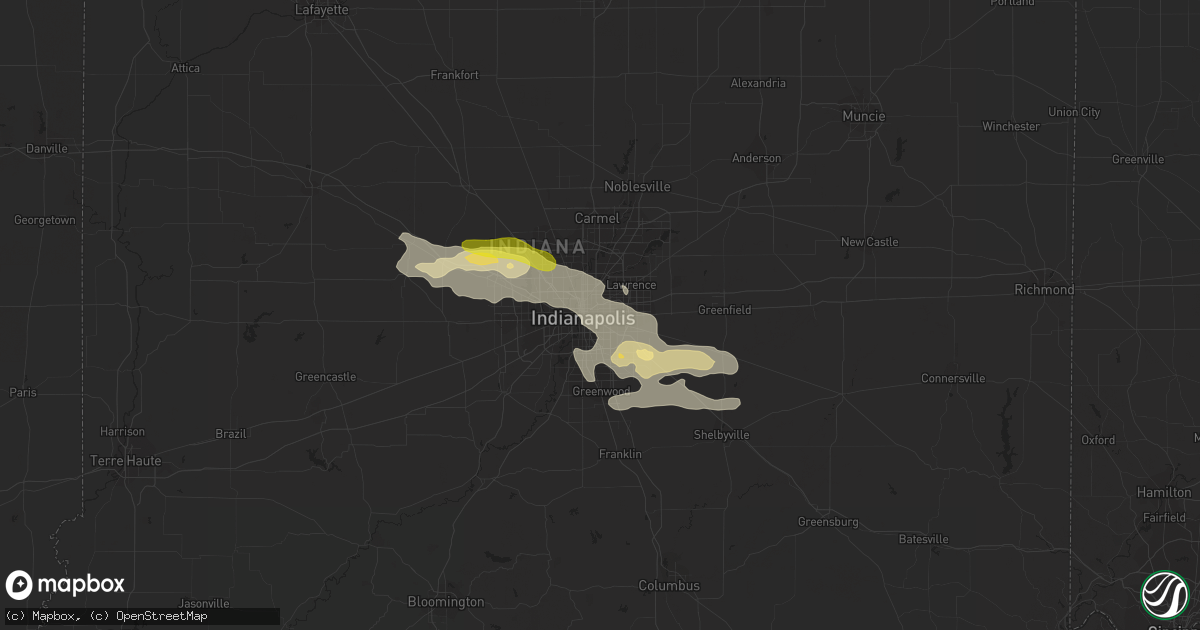 Hail map in Indianapolis, IN on August 24, 2016