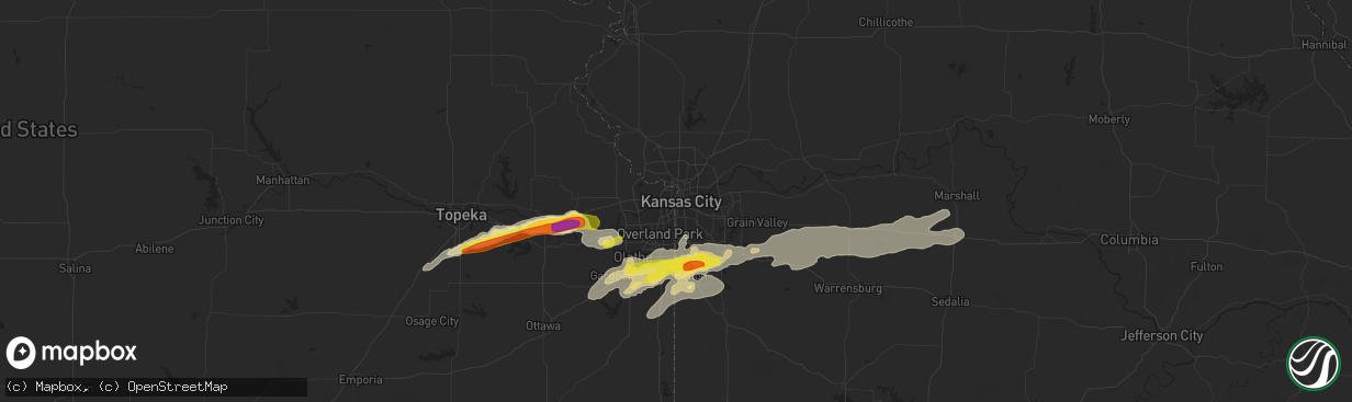 Hail map in Kansas City, MO on August 24, 2016