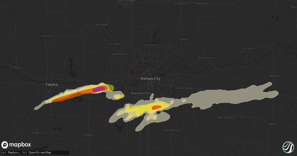 Hail map in Kansas City, MO on August 24, 2016