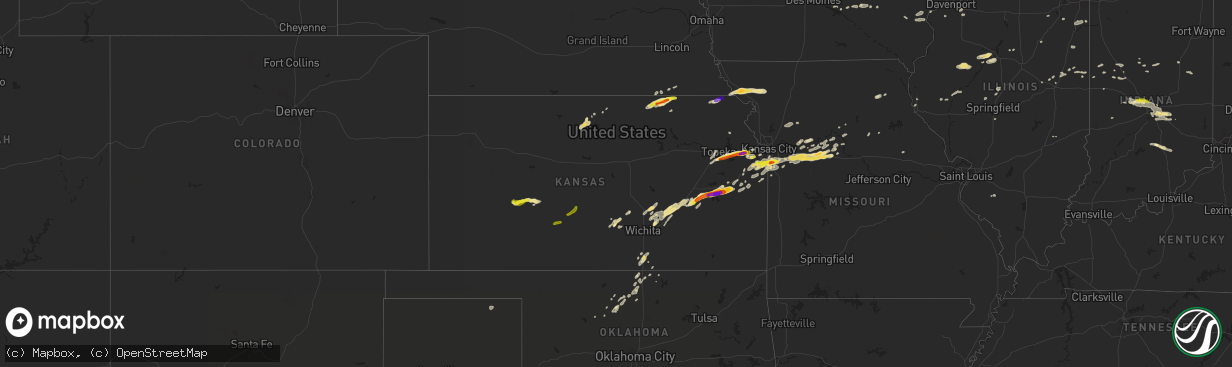 Hail map in Kansas on August 24, 2016