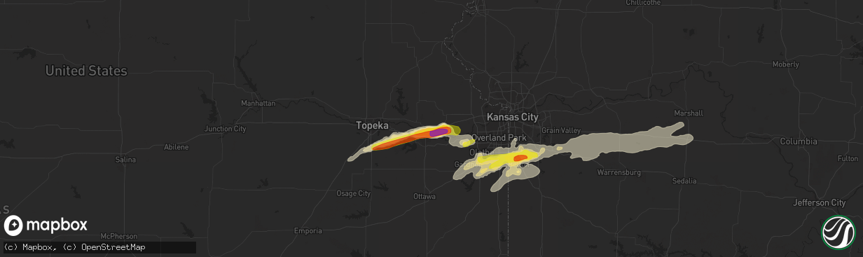 Hail map in Lawrence, KS on August 24, 2016