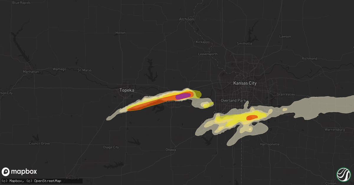 Hail map in Lawrence, KS on August 24, 2016