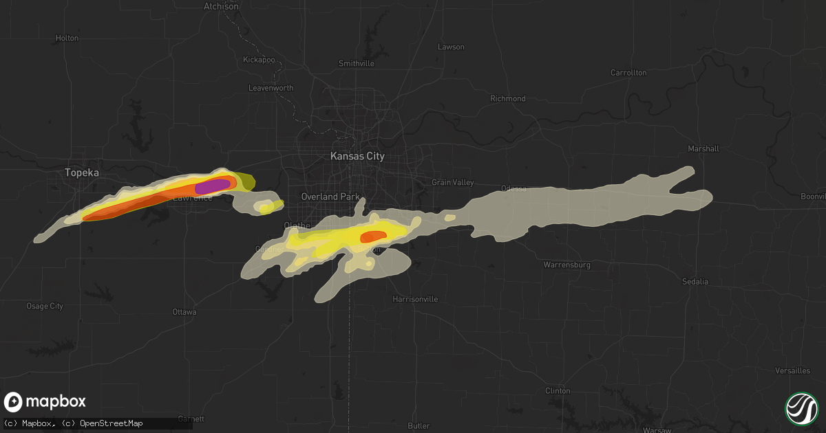 Hail map in Lees Summit, MO on August 24, 2016