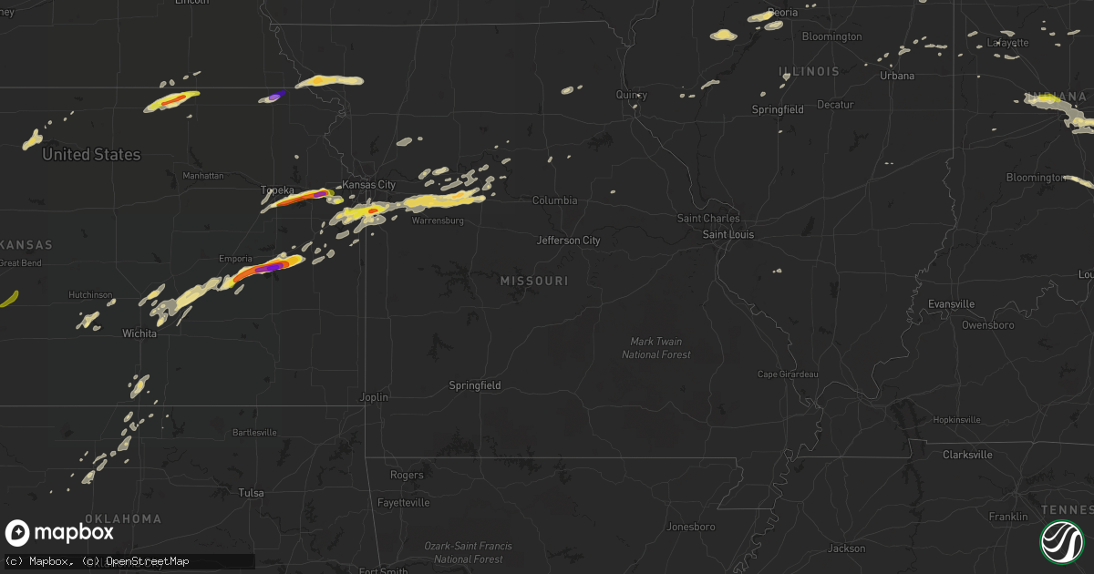 Hail map in Missouri on August 24, 2016