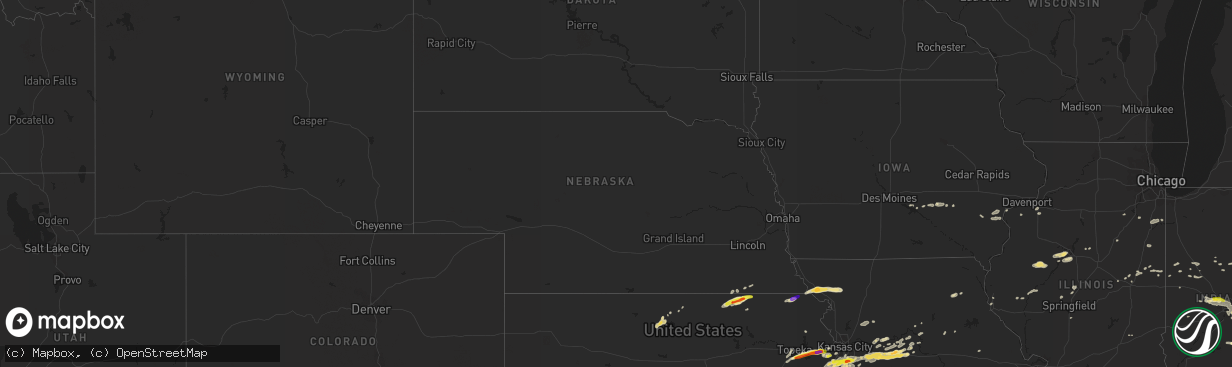 Hail map in Nebraska on August 24, 2016