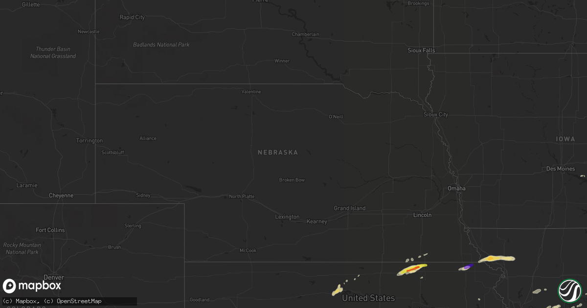 Hail map in Nebraska on August 24, 2016